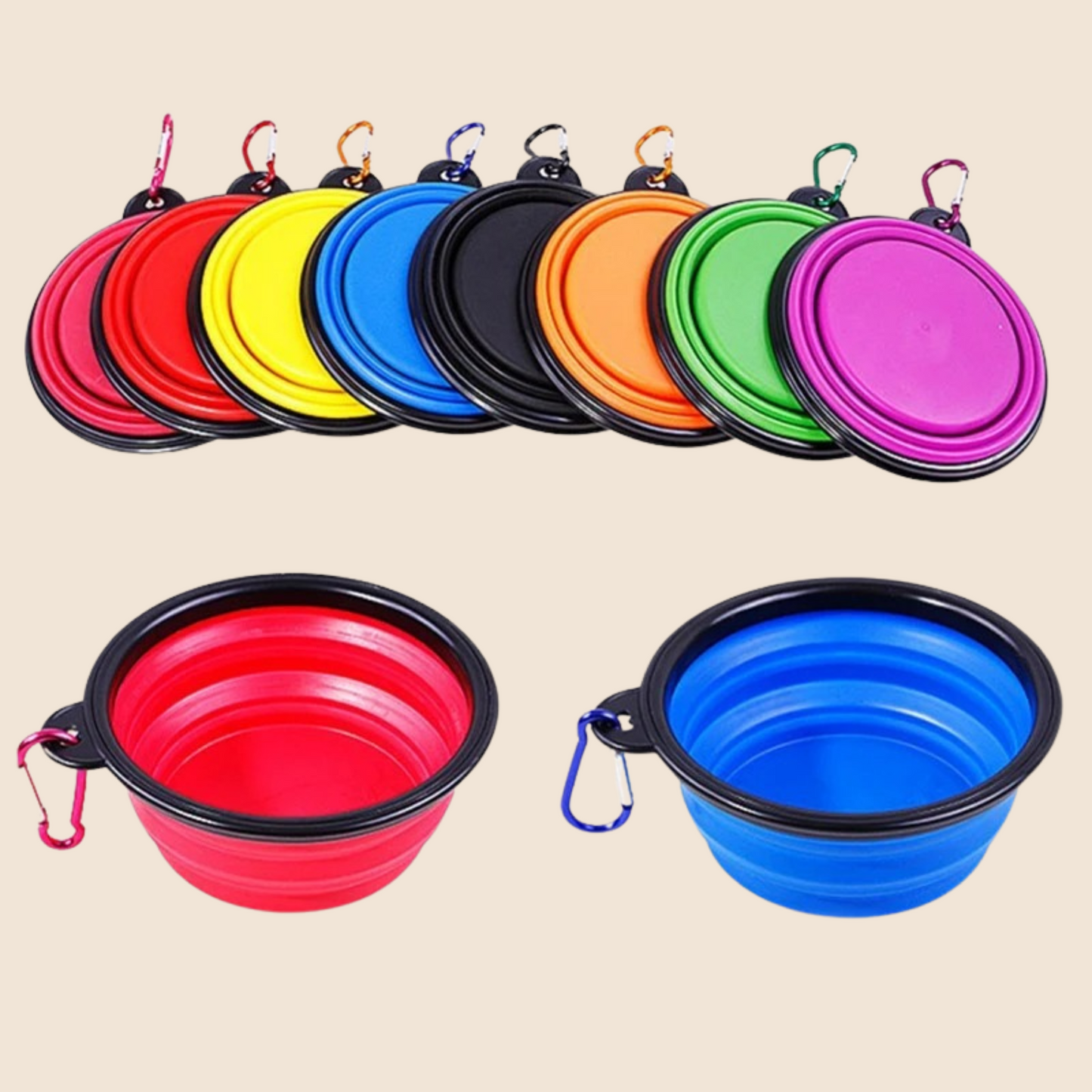 Pawfect Travel Buddy™ – Collapsible Silicone Pet Bowl with Carabiner! 🐾🥣