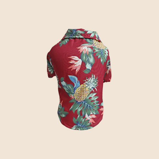 AlohaPaws™ Hawaiian Pet Polo – Floral Summer Shirt for Dogs & Cool Cats 🌺🌴 Pineapple (red)