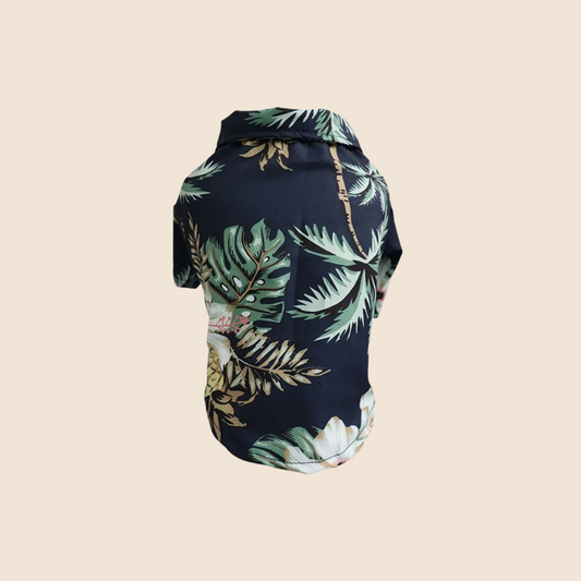 AlohaPaws™ Hawaiian Pet Polo – Floral Summer Shirt for Dogs & Cool Cats 🌺🌴 Coconut Palm (navy)