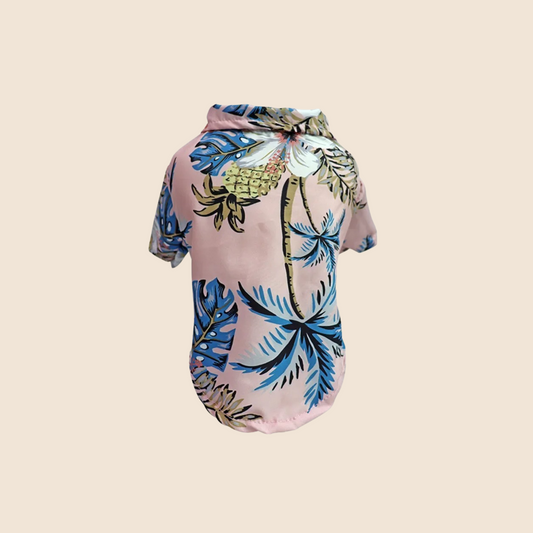AlohaPaws™ Hawaiian Pet Polo – Floral Summer Shirt for Dogs & Cool Cats 🌺🌴 Coconut Palm (pink)
