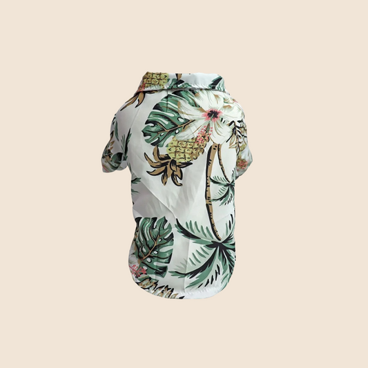 AlohaPaws™ Hawaiian Pet Polo – Floral Summer Shirt for Dogs & Cool Cats 🌺🌴 Coconut Palm (white)