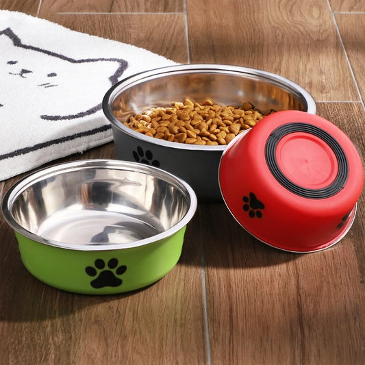 No-SpillPaw™ Stainless Steel Pet Bowl – Non-Slip Food & Water Dish